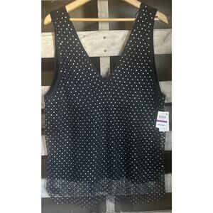 NWT INC Glitz Runway XXL Sleeveless Black Bling Top V Neck Front Back